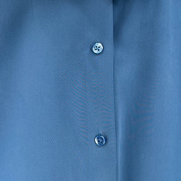 EQUIPMENT Essential Silk Shirt Women XS Blue Long Sleeve Collar Lightweight Corp - Picture 12 of 15